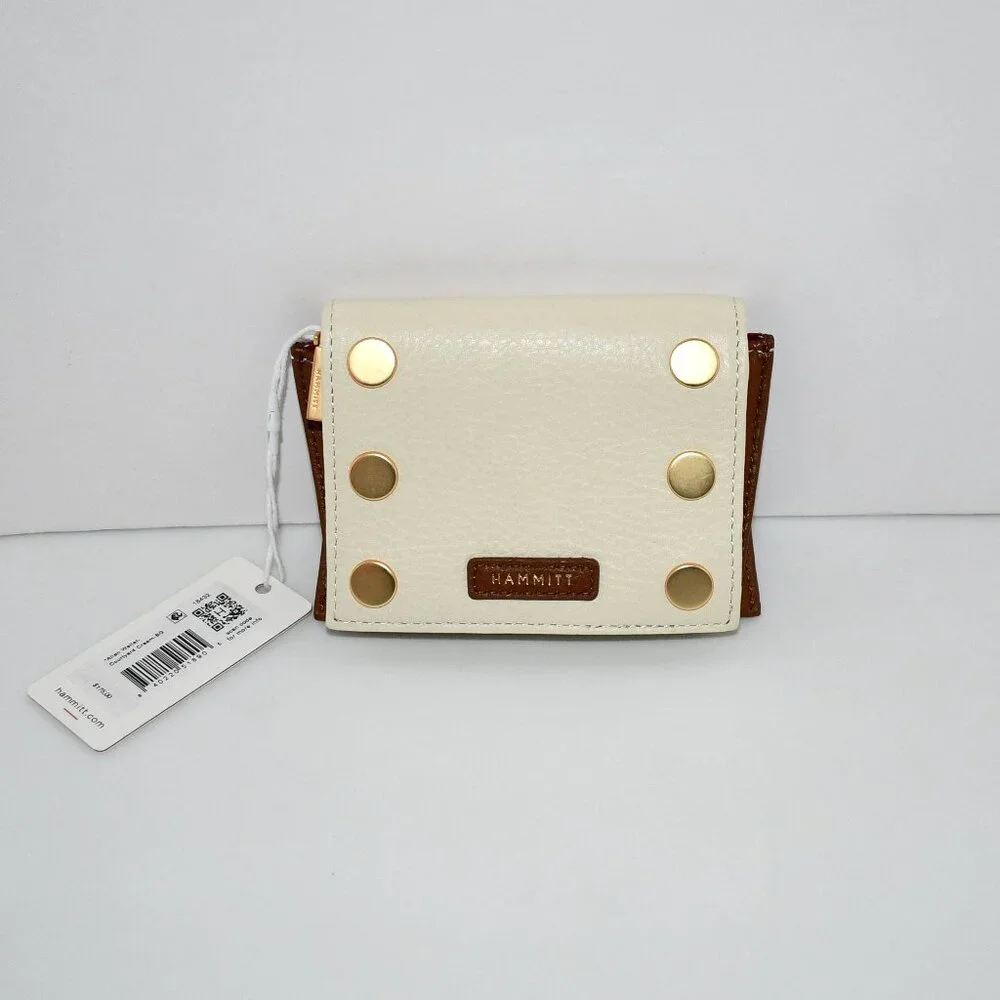 Hammitt Allen Colorblock Contrast Studded Bifold Wallet in Courtyard Cream/Brush